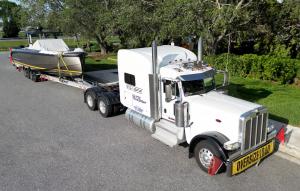 Luxury Yacht being transported.