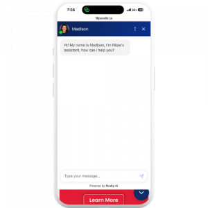 Realty AI chatbot displayed on a mobile device screen.