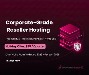SkyNetHosting.Net Special Seasonal Offer $85 Quarterly with 15 days FREE