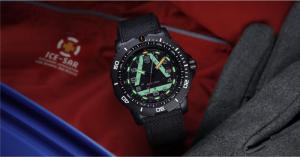 Luminox has introduced the ICE-SAR 1080 Series, three new Swiss Made watches developed in collaboration with the Icelandic Association for Search and Rescue (ICE-SAR) to support operations in extreme and low-visibility environments Luminox ICE-SAR 1080 Series watch with glowing Luminox Light Technology tubes and Super-LumiNova® SAR triangle on the dial following light exposure, photographed on an ICE-SAR rescue jacket, highlighting high night visibility in low-light rescue condition