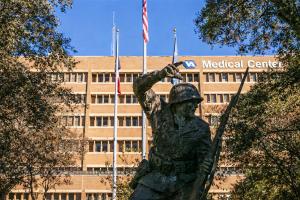 Statue of Audie Murphy, World War II veteran and Medal of Honor recipient, outside the Audie L. Murphy Memorial VA Hospital. Photo credit: U.S. Department of Veterans Affairs (va.gov)