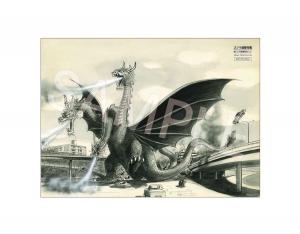 Godzilla Collaboration Room 'Showa TOHO Monsters Archives' Opens at GRAND CHARIOT Hokutoshichisei 135° 11 24353637 king ghidorah concept art board