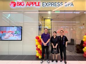 Big Apple Express Spa Marks 20 Years with New Marikina and Makati Branches 15 Big Apple Express Spa Century Mall franchisee Ria Litimco with Karlo Nisce, President and CEO, and Victor Fernando, Franchise Director, celebrate the new branch opening.