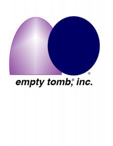 empty tomb's registered trademark logo shows a stylized stone rolled away from an oval tomb containing the hint of a glowing