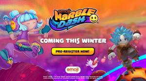 The world’s most popular icons are rolling into gaming! emoji™ Marble Dash is the emoji™ brand’s latest title: a dynamic, physics-driven racing game full of color, personality, and competition emoji™ Marble Dash game thumbnail featuring colorful emoji characters as racers, game logo, 'This Winter' release date, and 'Register Now' call-to-action