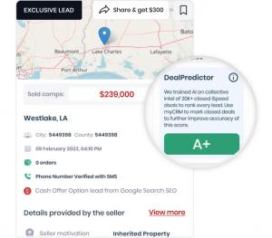 DealPredictor AI lead scoring system showing A+ exclusive real estate lead in Westlake, LA with predictive closing analysis