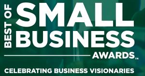 Green and white stylized logo for 2025 Best of Small Business Awards