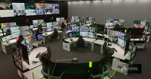 Interior photo of SPF Elite Consoles - 911/PSAP Center Layout