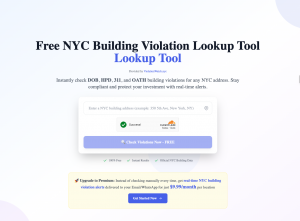 ViolationWatch today announced the launch of its free NYC Building Violation Lookup Tool, a web-based resource that enables users to instantly review building violations across multiple New York City agencies for any address ViolationWatch free NYC building violation lookup tool showing DOB, HPD, 311, and OATH violations