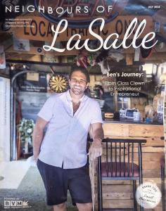 A image of the cover of LaSalle Magazine with Creator Ben Puzzuoli from Not a Pour Decision in his backyard bar in Tecumseh, Ontario, Canada.