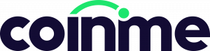 Coinme logo featuring the lowercase word “coinme” in dark blue with a green arc and dot above the letters, suggesting a digital or financial connection.