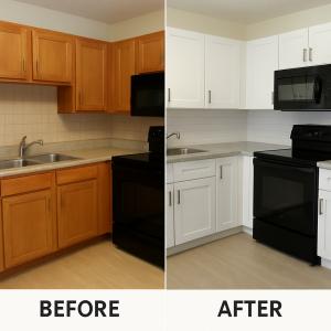 before and after kitchen wrapping