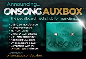 The OnSong AuxBox is unlike any other piece of musical hardware. Charge your device and control it hands-free, output video and audio, connect your instrument, and much more- all from one place!