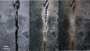 Restoration Partners LLC ("Restoration Partners"), the exclusive distributor of Green Basilisk self-healing concrete products across the Americas, today announced a strategic multi-year partnership with CRC Global Solutions, A Family of Companies (“CRC”) Image showing over time the autonomous creation by bacteria of limestone which heals the concrete crack.