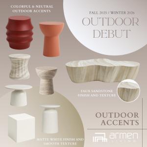 A notable addition to Armen Living’s Atlanta showcase is their new stylish and contemporary Outdoor Accents, available in a range of designs, colors and finishes.