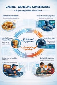 A new strategic report examining the accelerating convergence of online gaming and online gambling warns that emerging digital entertainment ecosystems are reshaping how risk, reward, and financial behavior are experienced, particularly by youth and young adults
