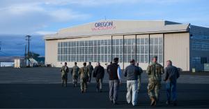 Members of the Oregon Military Departments, the Oregon UAS Accelerator, and the Pendleton UAS Test Range tour the Oregon UAS Accelerator
