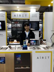 Bon-ung Koo (Austin Koo), CEO of Airet, standing in front of the Airet booth at CES 2026 in Las Vegas