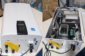 Navien NPE-240A2 tankless water heater model, to be installed in Plano, TX home