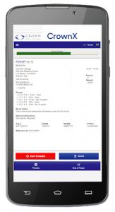 A screenshot of the service address and details in the CrownX | Driver app that a driver would see prior to pick up or delivery.