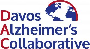 Stacked words next to two a globe