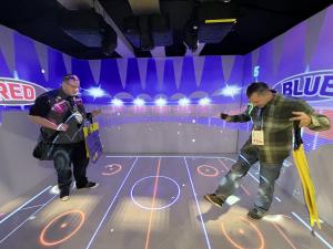 Visitors experience NEWJAK’s XR interactive sports content ‘SPORTRACK’ at the CES 2026 exhibition. The platform combines real-world movement with XR graphics, without requiring HMDs.