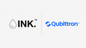 Logos of INK PharmaSolutions FZCO and Qubittron Consulting Inc. displayed side by side, representing their collaboration on the Continuum Systems™ enterprise AI platform for regulated pharmaceutical environments.