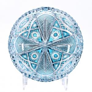Circa-1890 American Brilliant Cut Glass turquoise cut to clear bowl in the Valencia pattern, designed by Walter Egginton for Hawkes, in a very rare color. Estimate: $5,000-$7,500