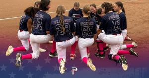 USA Prime National Softball Team huddle on field for prayer