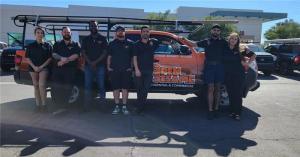 Open Sesame Garage Door Repair van arriving for emergency service in Las Vegas zip code 89128.