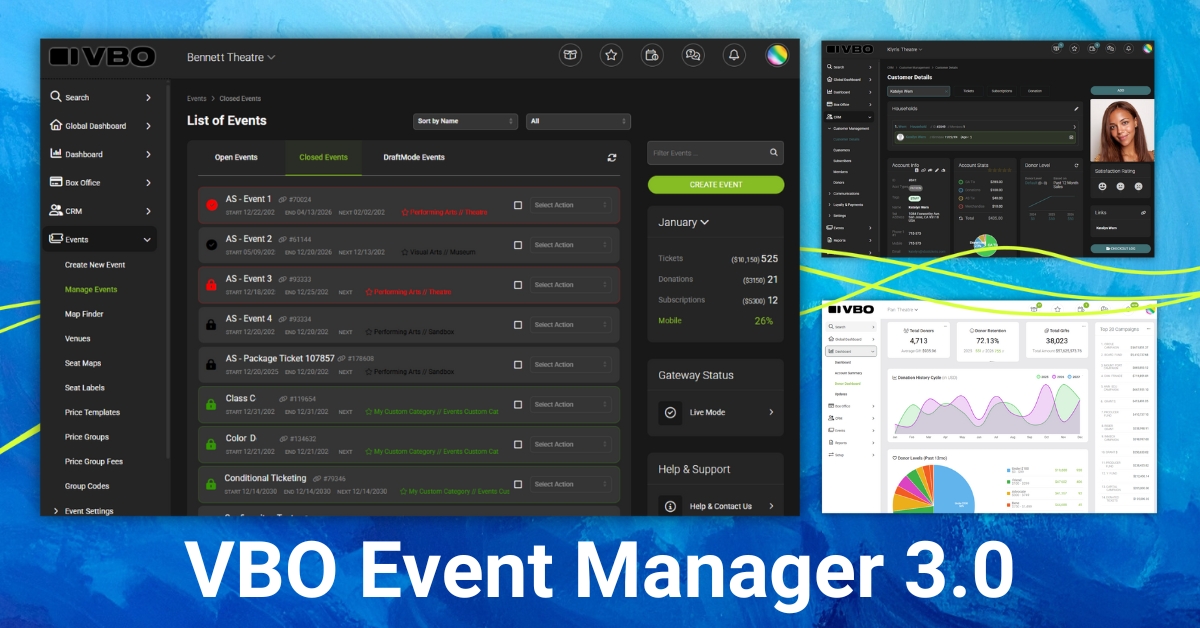 VBO Introduces Event Manager 3.0, a Modern Backend UI/UX for Event Ticketing Professionals
