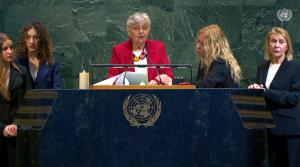 Holocaust Survivor Sara Weinstein Speaking at the UN General Assembly