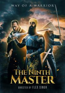 Movie poster for The Ninth Master, the first English-language Sikh superhero film, featuring three warriors representing Sikh, Viking and Samurai traditions.