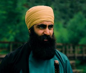 Flex Singh portraying a Sikh warrior in The Ninth Master, a Hollywood-style action film.