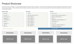Screenshot of the PDF Association's product showcase