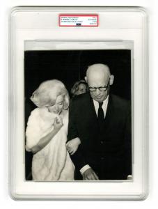 Marilyn Monroe original vintage gelatin silver press photograph depicting the late actress arriving at Madison Square Garden on May 19, 1962, to perform at JFK’s birthday party. Estimate: $600-$750