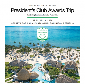 “2025 James Hardie President’s Club Award invitation recognizing GS Exterior Experts as a five-time national award winner.”