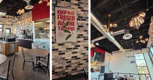 Interior seating area and decor inside a Backyard Taco restaurant.