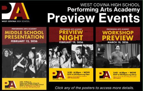 West Covina High School Performing Arts Academy Launches Preview Events and Opens 2026–27 Application Season