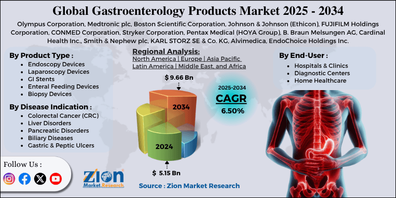 Gastroenterology Products Market Size to Reach USD 9.66 Billion by 2034, Growing at 6.50% CAGR