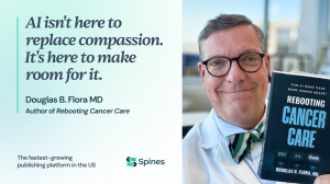 A billboard ad of the book Rebooting Cancer displayed in Times Square