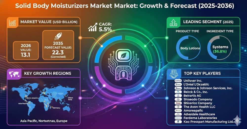 Solid Body Moisturizers Market Landscape 2036: Strategic Benchmarking, Pricing Trends & Regional Hotspots