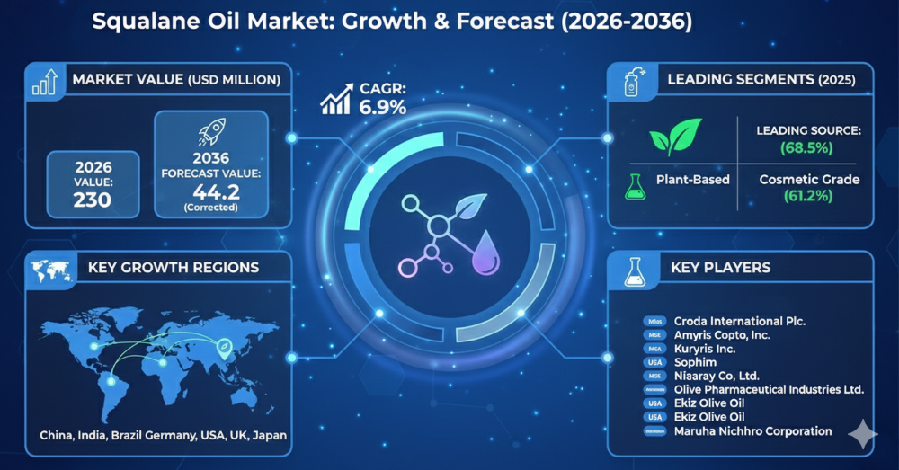 Global Squalane Oil Industry Outlook to 2036: Strategic Insights for R&D, Expansion, and Market Development