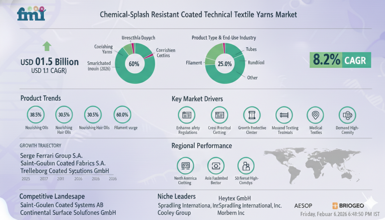 Chemical-Splash Resistant Coated Technical Textile Yarns Market: Grows at 8.2% CAGR and Forecast Outlook 2026 to 2036