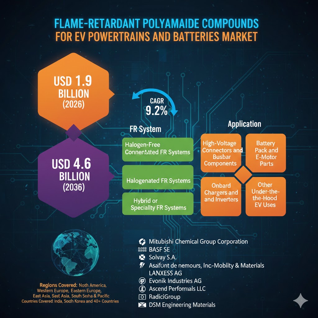 Flame-Retardant Polyamide Compounds for EV Powertrains and Batteries Market USD 4.6 Billion by 2036, by High-Voltage