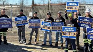 IUE-CWA Members at Mersen Protest Job Cuts