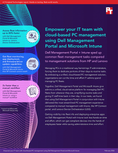 First page of a report with the title: Empower your IT team with cloud-based PC management using Dell Management Portal and Microsoft Intune