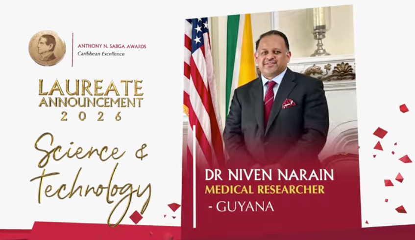 Dr. Niven R. Narain Named Caribbean Science and Technology Laureate for 2026