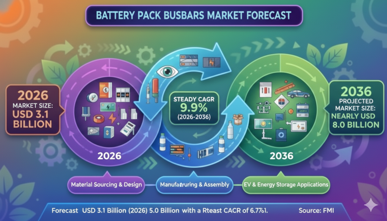 Battery Pack Busbars Market to Reach USD 8.0 Bn by 2036 Amid High-Voltage EV and Grid Storage Expansion | FMI Reports
