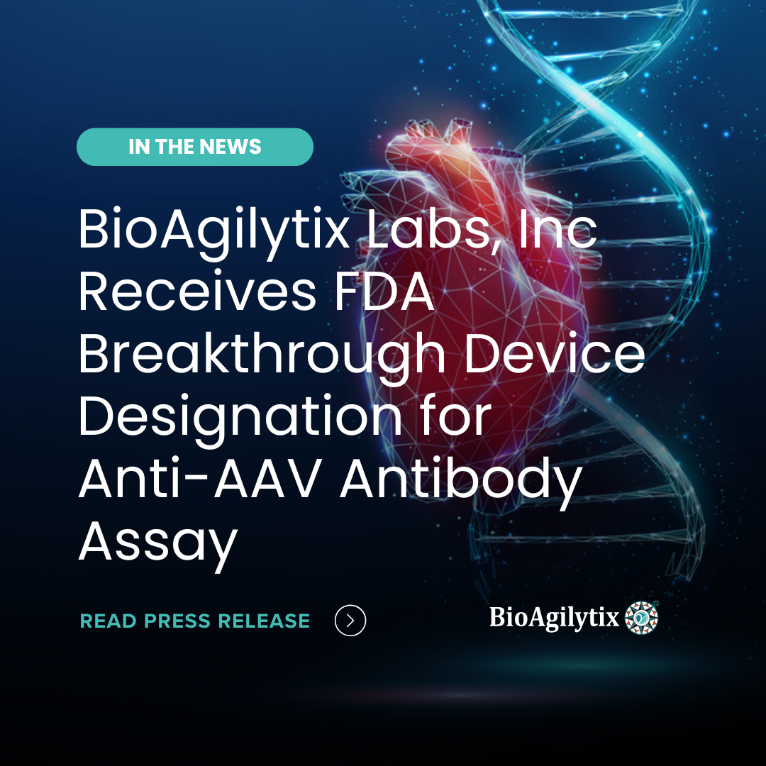 BioAgilytix Labs, Inc Receives FDA Breakthrough Device Designation for Anti-AAV Antibody Assay
